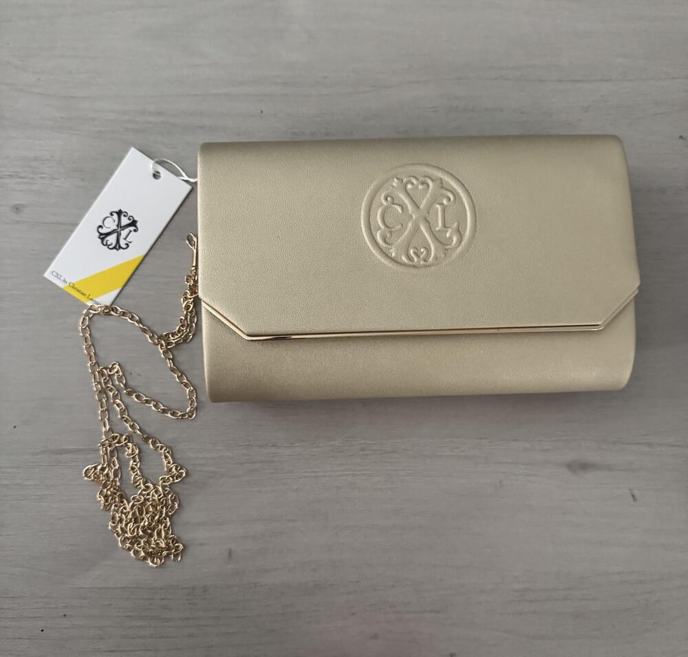 CXL By Christian Lacroix Madison Smooth Clutch Bag Womens Small Gold Chain